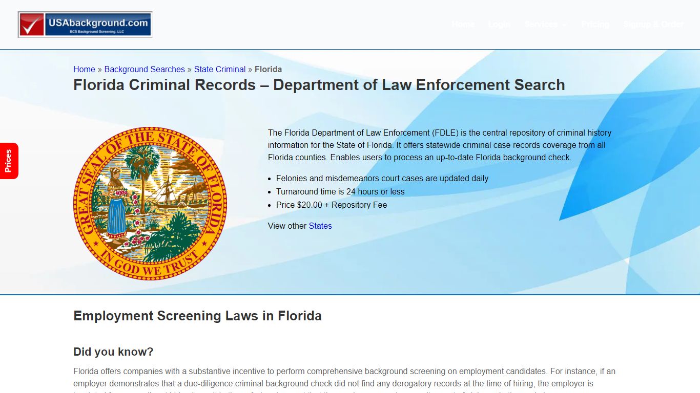 Florida Criminal Records - FDLE Department of Law Enforcement Search